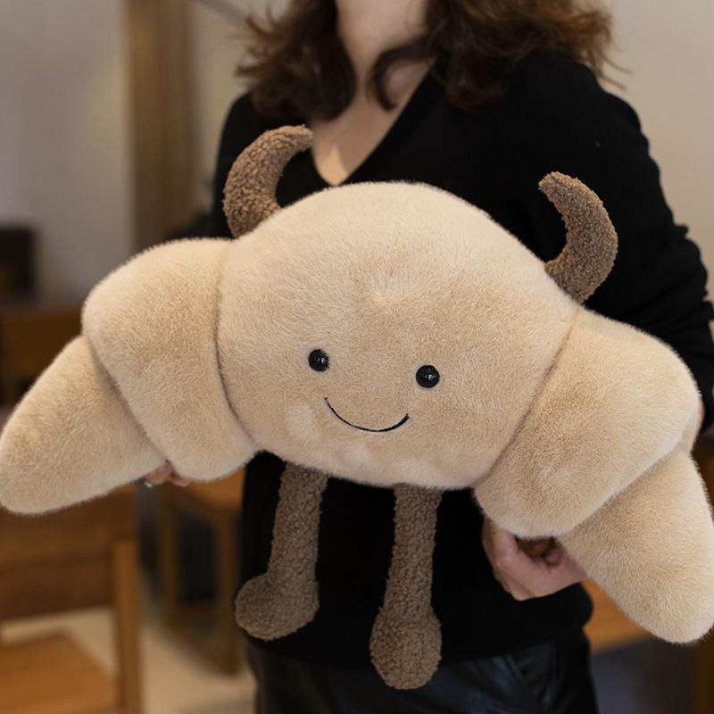 30-75cm Cartoon Fun Croissant Stuffed Doll Pillow High Quality Head Horned Bread Stuffed Toy Home Decoration Gift For Children