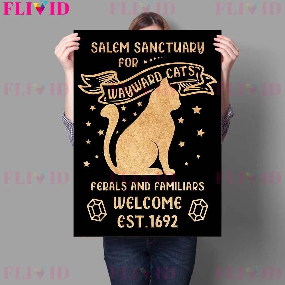 Witches Kitchen Rules And Herbs Magic Meals Vintage Wall Art Canvas Painting Magic Sign And Cats Witches Spells Poster Print No Frame