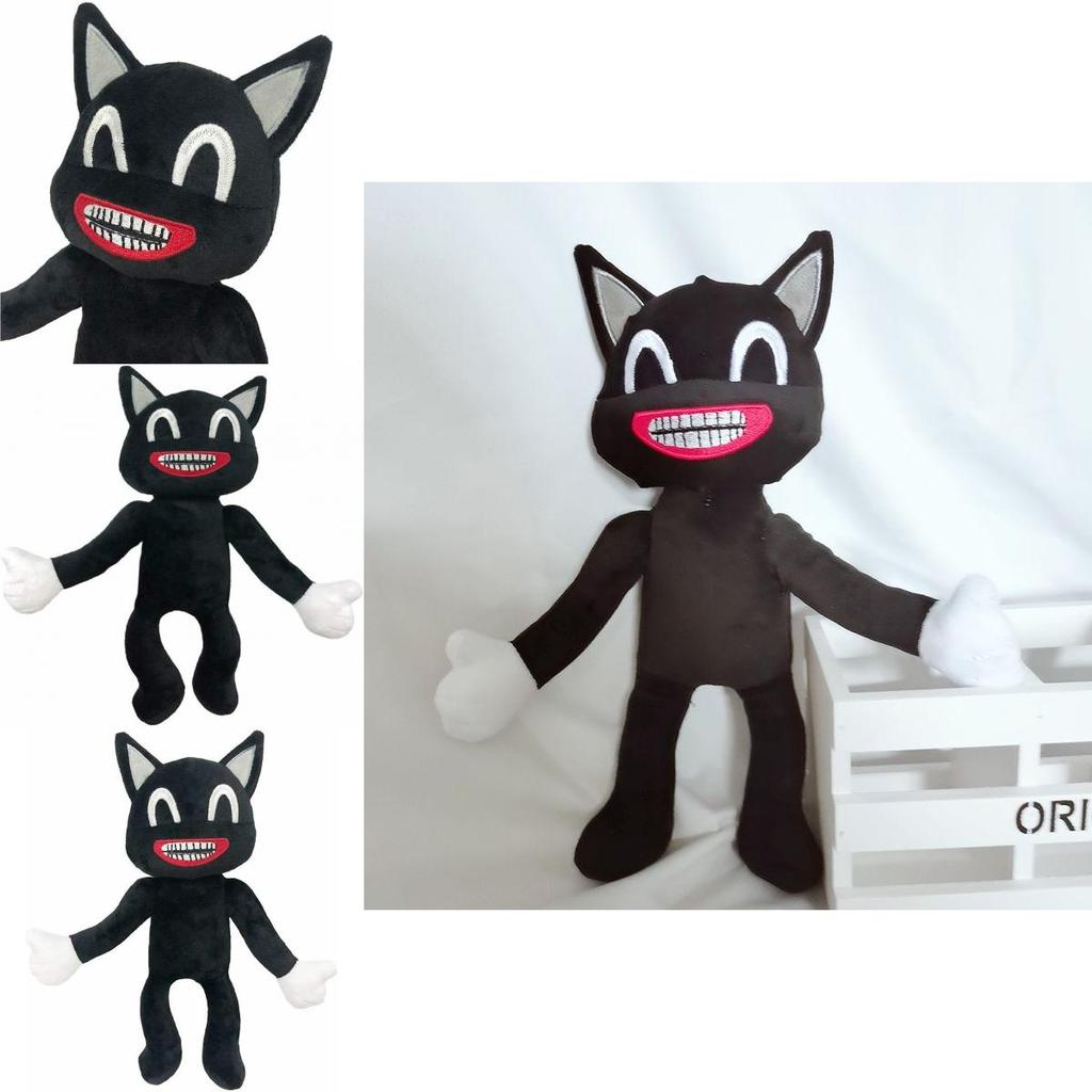 Adorable Black Cartoon Cat Plush Toy Stuffed Doll Perfect For Halloween Decorations