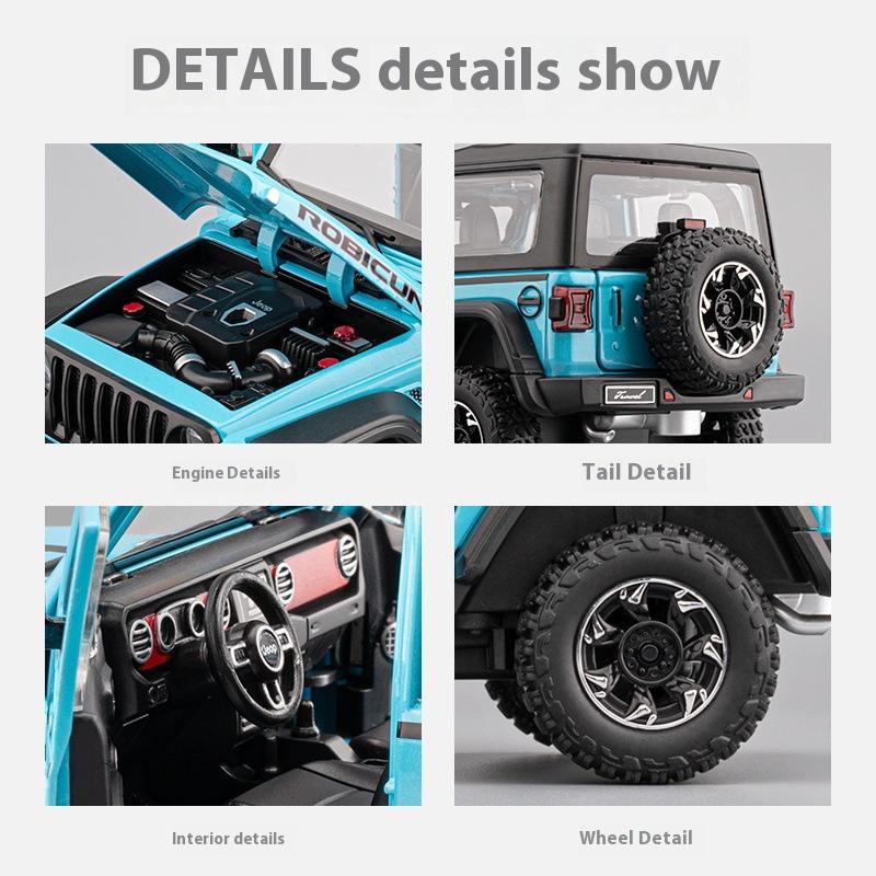 1/24 Jeep Dual-form Alloy Model, Cool Sound and Light, Four-wheel Shock Absorption, Exquisite Desktop Ornaments