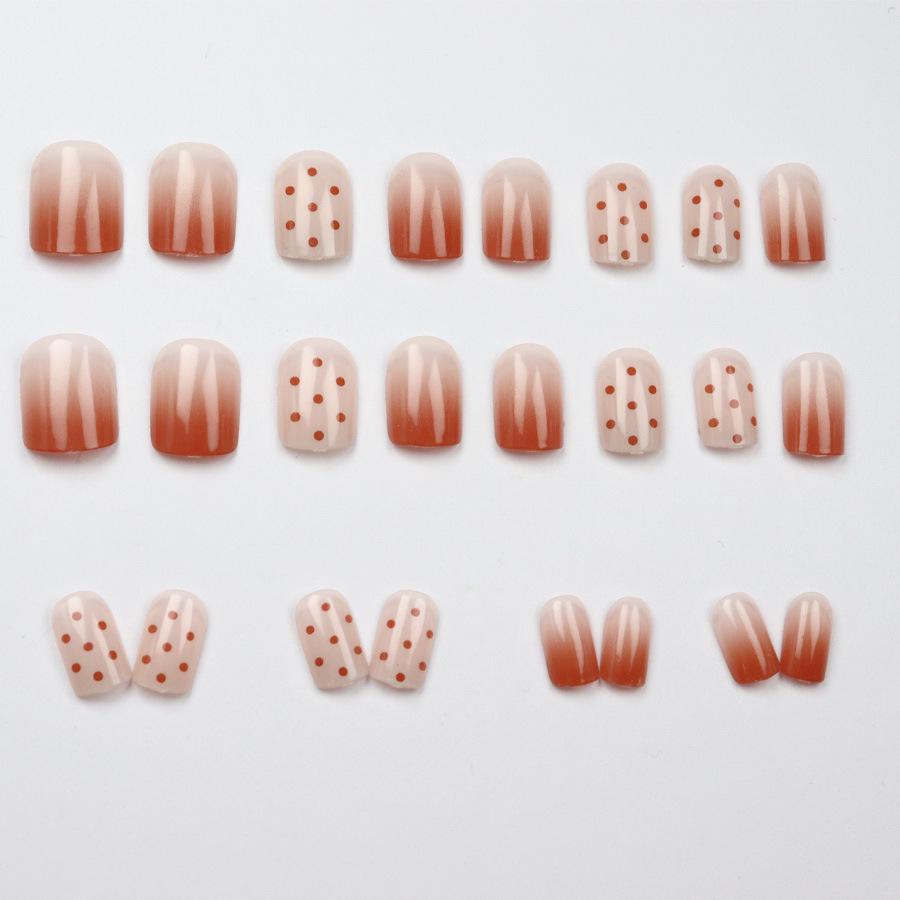 Playful Red Gradient Polka Dot Press-On Nails - Simple, Gentle, Removable Skin-Whitening Nail Art Stickers