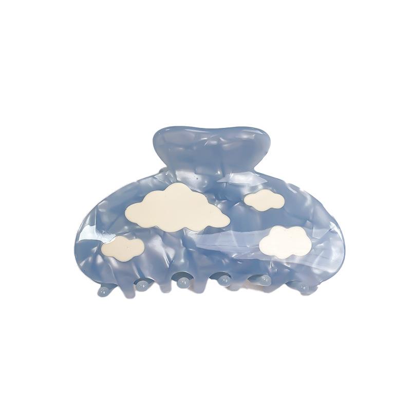 Womens Unique Geometric Hair Claw Clip Set In Sky Blue Cloud Design For Spring 2022