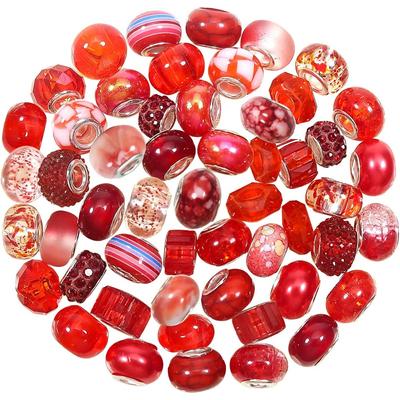 12/25/50pcs Assorted Resin European Beads Large Hole Lampwork Spacer Beads Rhinestone Craft Beads for DIY Charms Bracelet Jewelry Making