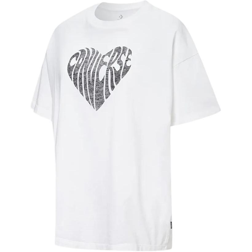 Converse T Shirts Women's White Crew Neck Moderate Straight Fit 10018940-A07