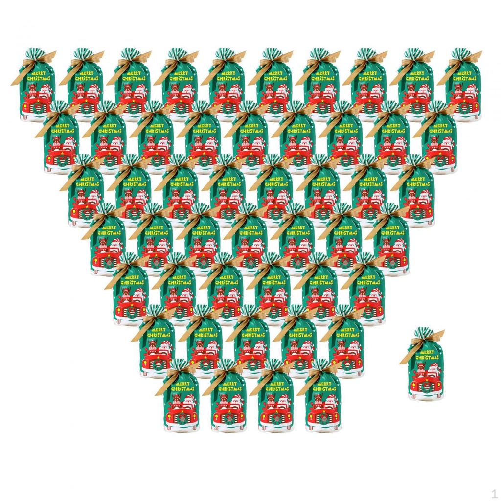 50 Pieces Gift Bags Candy Christmas Present for Gifts with Ribbon Xmas Holiday Cookie
