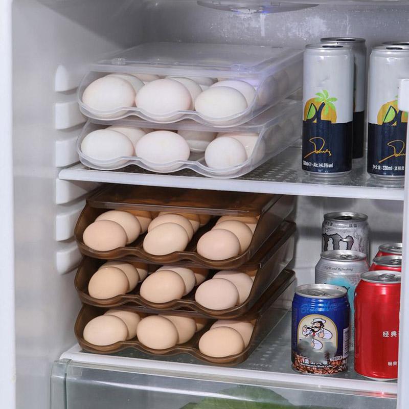 

Упаковка для яиц Автоматическая прокатка Яйцо Хранение Слайд Дизайн Холодильник Многослойный ящик для хранения Консервация Коробка Против капли Большой