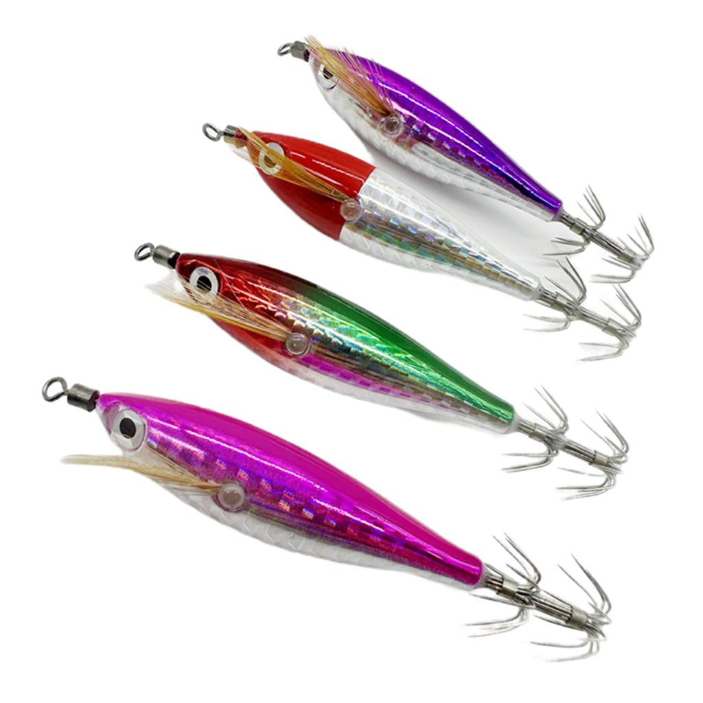 5 Stück Tintenfischjig 5,5g Schwimmend Horizontal Garnelenköder Köder Laser Leuchtend Tintenfischjig Krake Sepia Haken Angelköder