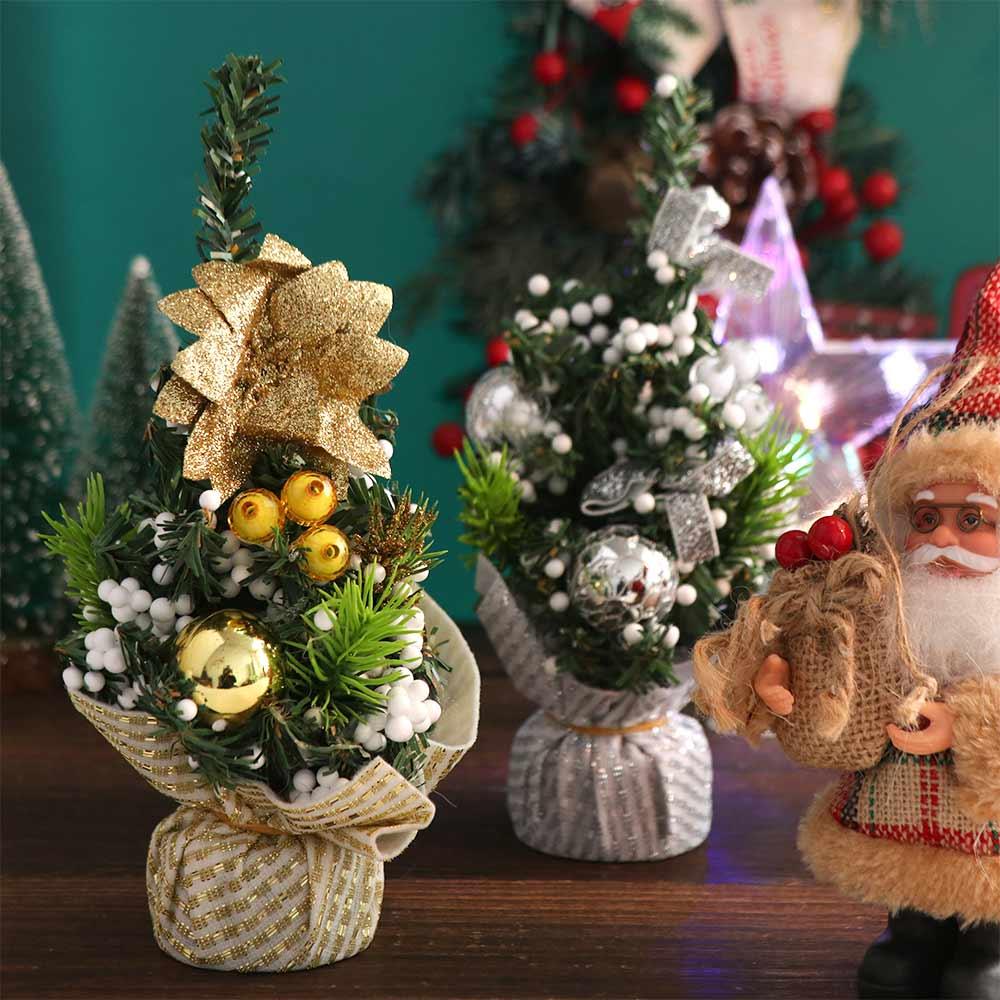 Decorative Mini Christmas Tree with Base Artificial Mini Christmas Trees  Kitchen Dining Table