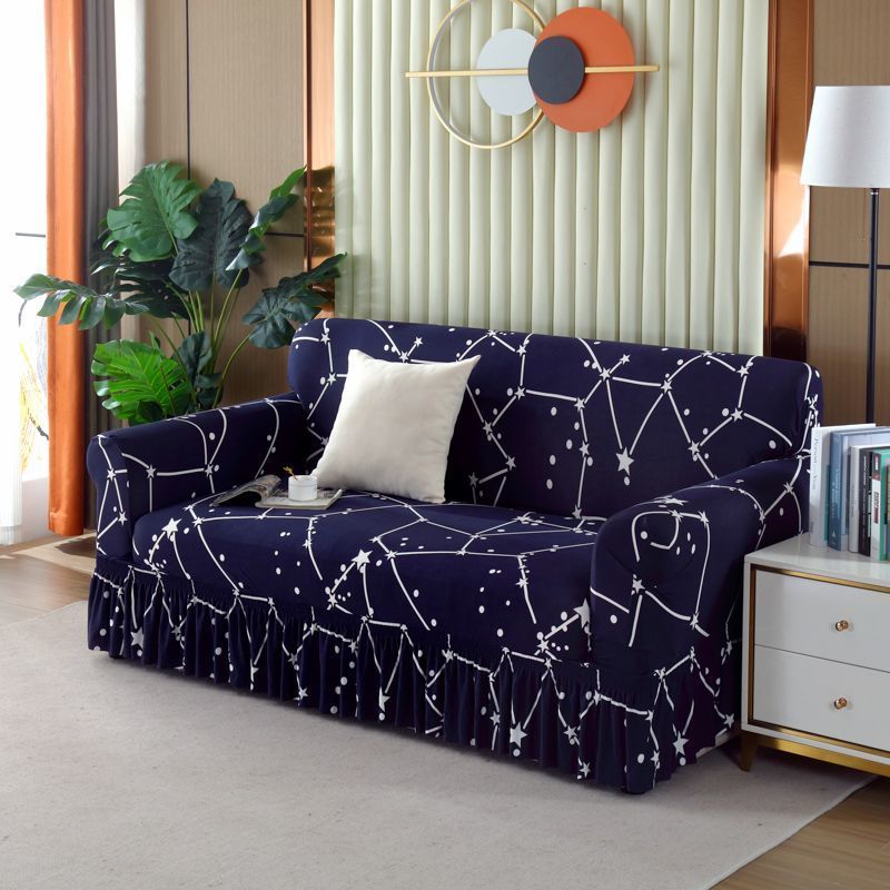 1pc Stretch Sofa Slipcover, Sofa Cover with Skirt, Couch Cover Furniture Protector, for Bedroom Office Living Room Home Decor