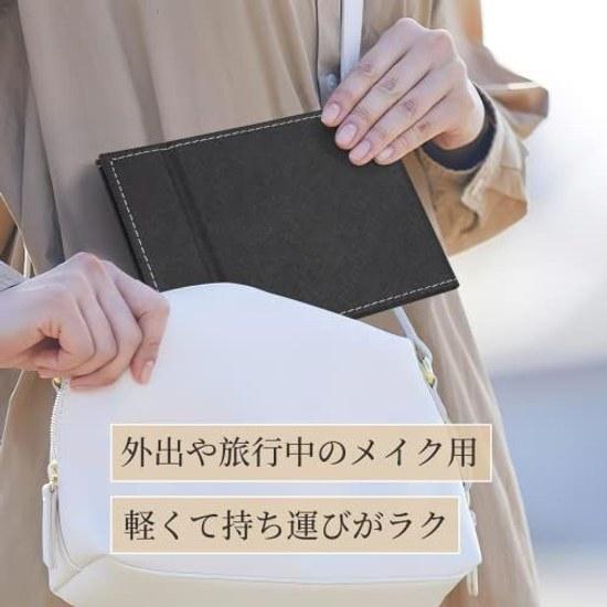 OWLKELA Tabletop Mirror Compact Folding Hand S Size Stand Leather Cover Shatter-resistant Stylish 1612cm Black