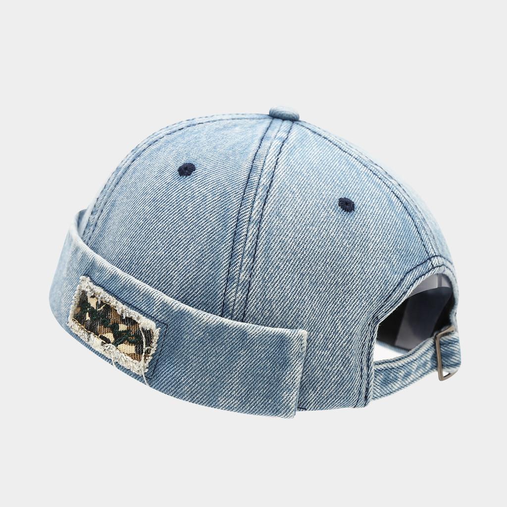 Vintage Denim Bucket Hat With Embroidery And Leopard Print For Street Style Men Women