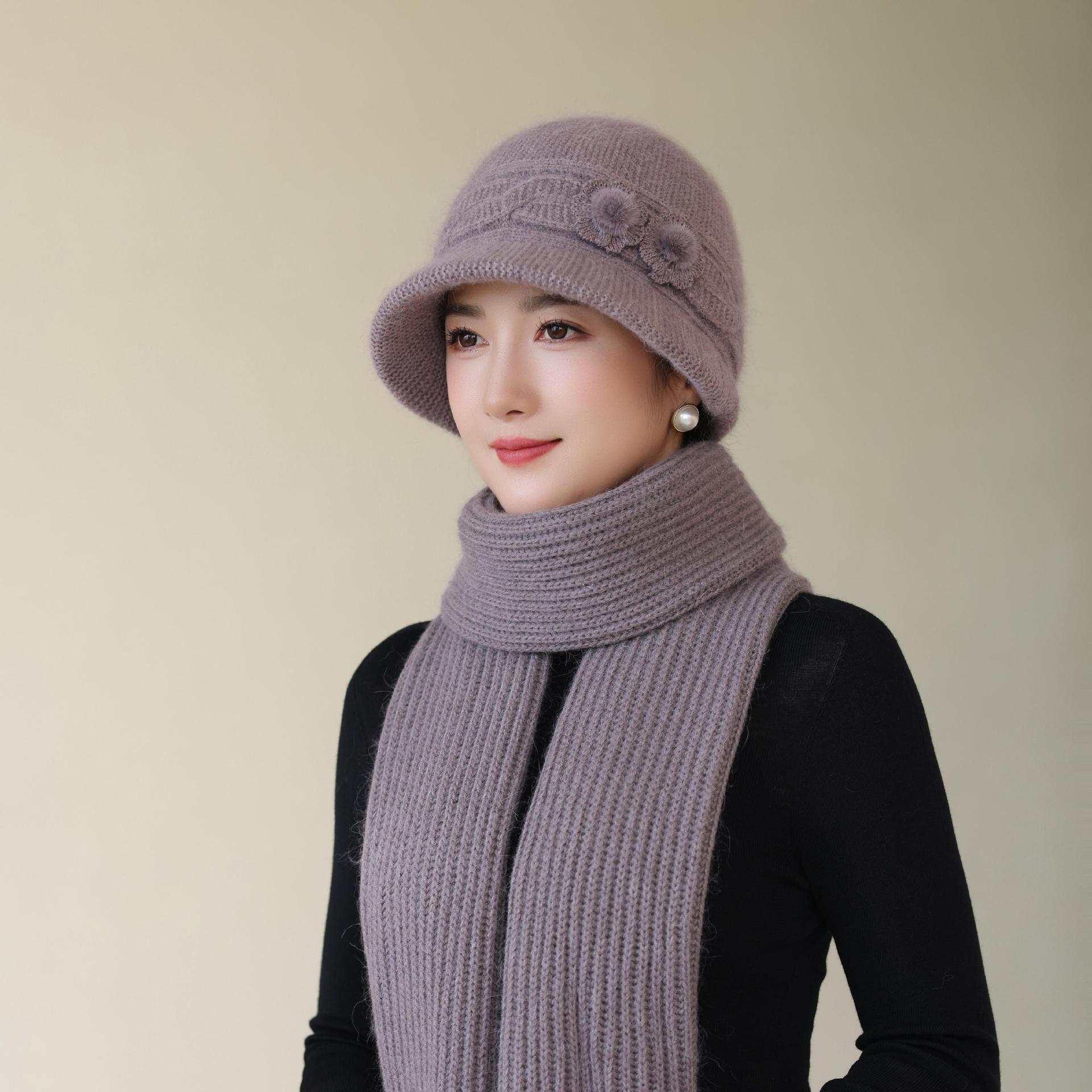 

Теплая корейская шапка-ведро из толстой модной шерсти с кроличьим мехом для бабушки, осень-зима, новый стиль, шляпа для женщин среднего и пожилого возраста one size