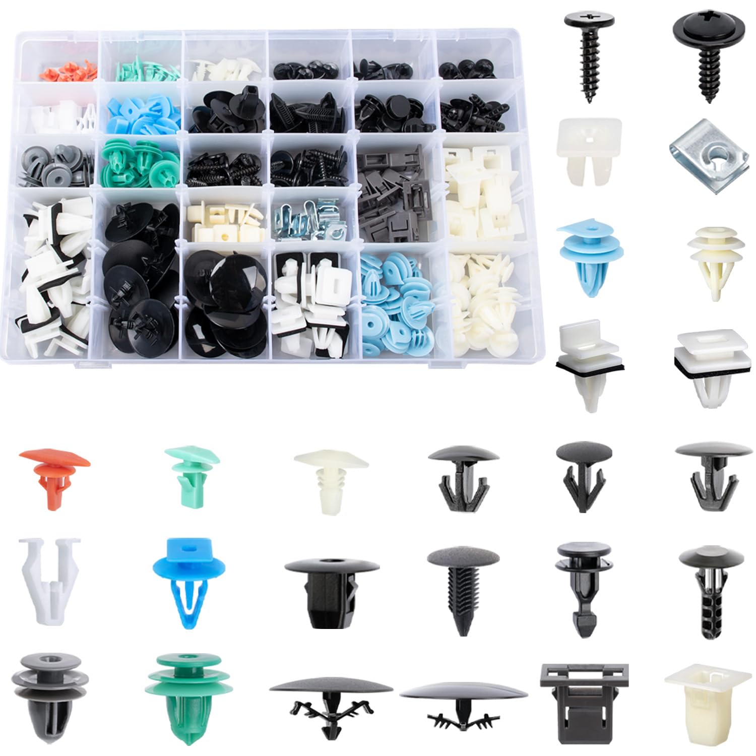 OAUTOO 260pcs for Honda & Acura Auto Body Interior and Exterior Retainer Fastener Clip Assortment