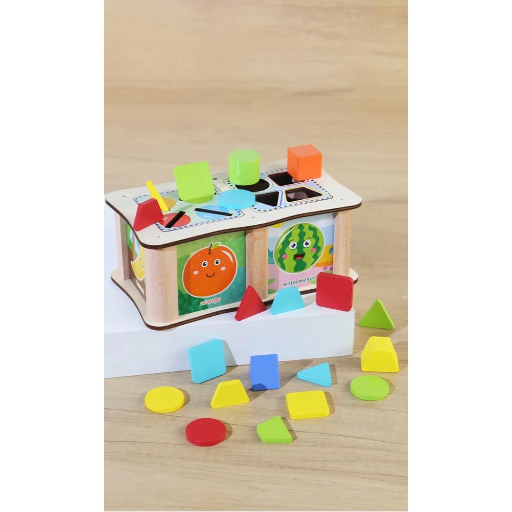 Montessori Color Shape Sorting Box Wooden Toys Color Shape Sorting Toy Preschool Early Learning Educational Toys Gifts for Kids