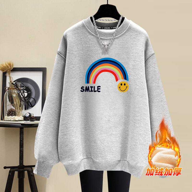 American crew neck sweater female student autumn and winter 2025 new popular Korean lazy wind fleece thickened coat