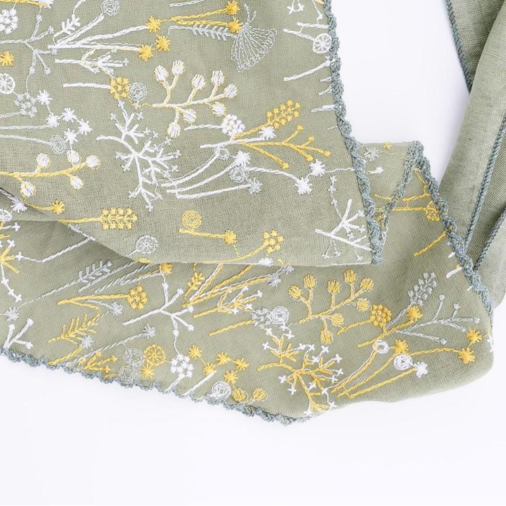 European and American Embroidered French Pastoral Hair Accessories: Triangle Shawl & Scarf Set