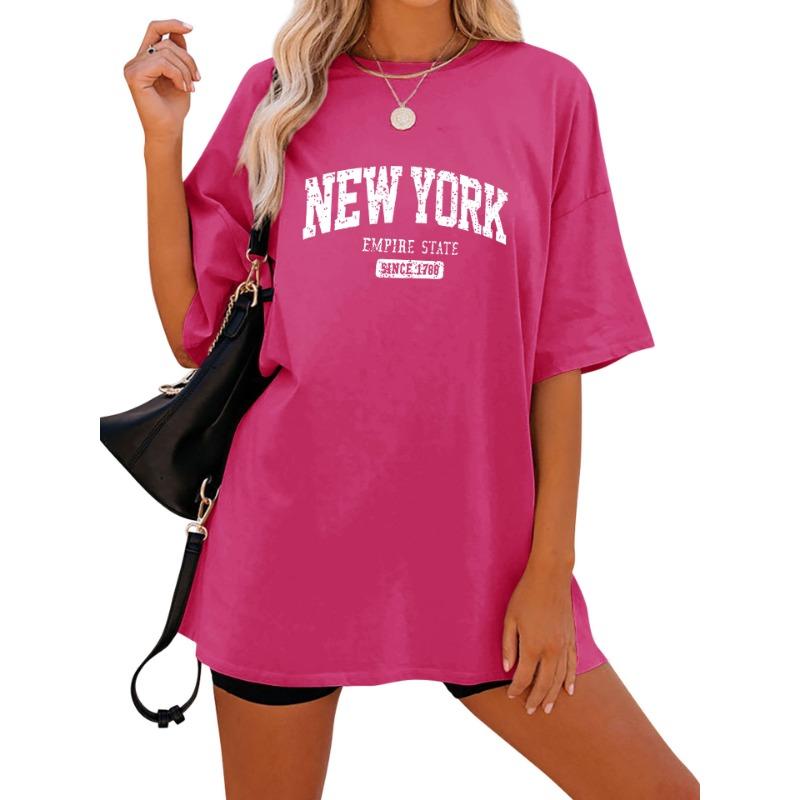 Women's Plus Size Casual V-Neck T-Shirt  Half Sleeve Letter Print Ladies T Shirts