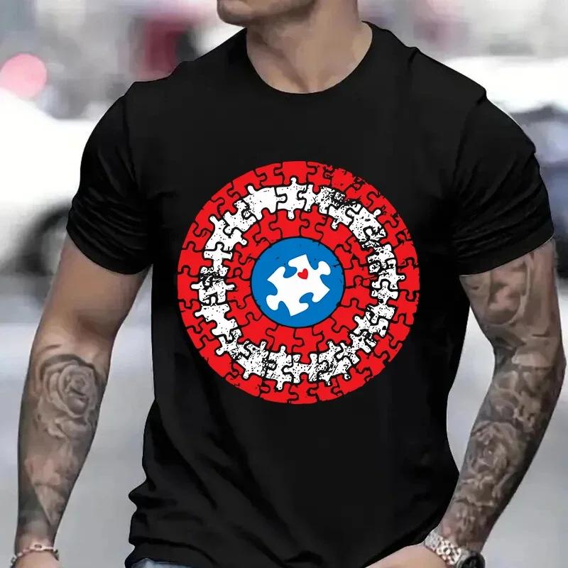 

Принт «Осведомленность об аутизме» Мужская футболка Повседневные модные футболки Мягкие модные футболки Одежда Харадзюку Мужская уличная одежда Y2k Графические топы#Цвет(1) XXXXXL чёрный