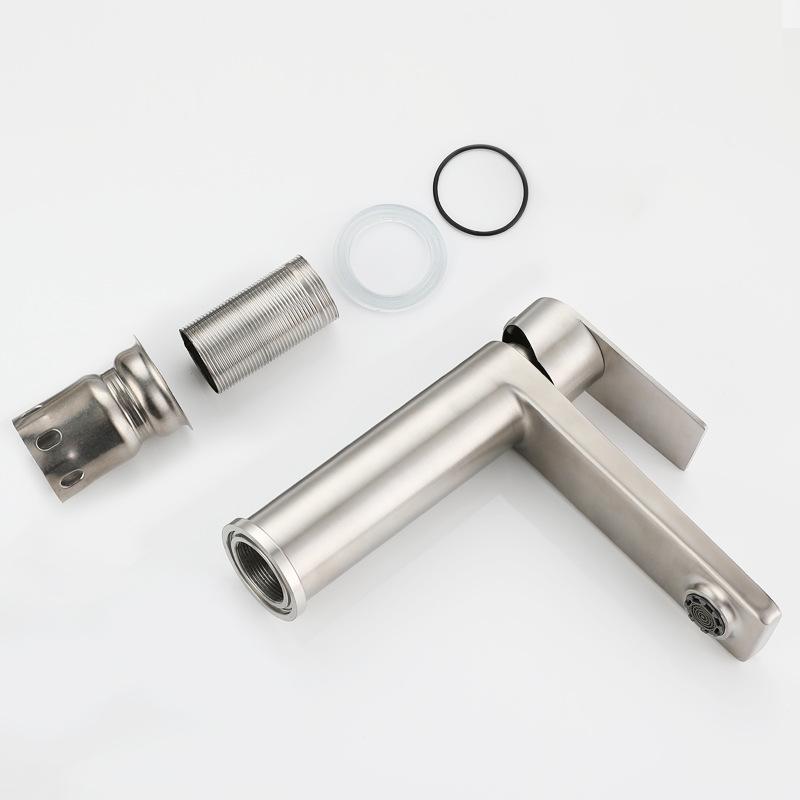Gun Gray Stainless Steel Bathroom Sink Faucet Nickel Hot And Cold Mixed Water Single Hole Single Handle Wash Basin Faucet