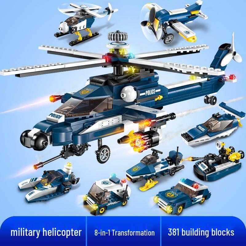 Enlightenment 8-in-1 Military Helicopter Building Blocks Toy - 1803 Storm Attack 26 x 19 x 9 CM