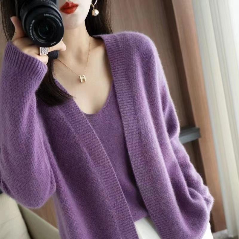 Autumn and winter new sweater jacket lazy wind long-sleeved knitted cardigan jacket vest two-piece set outer top