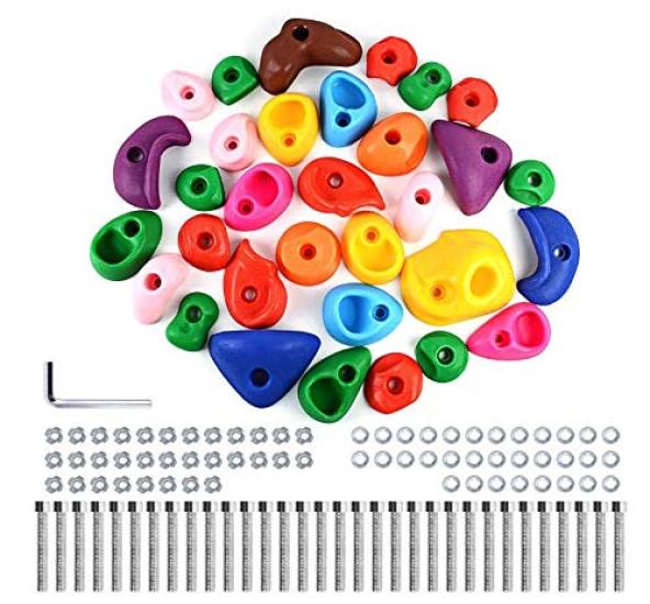 WHDZ Climbing Color Climbing Holds for Easy Accessibility Tools Set of 32 Holds, Bouldering, Installation, Included,