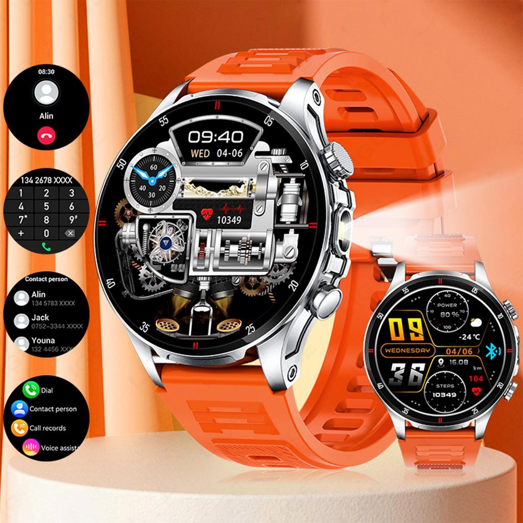 LIGE New Men Smart Watch LED Flashlight BT Call Waterproof Heart Rate Sleep Health Monitoring Fitness Watch