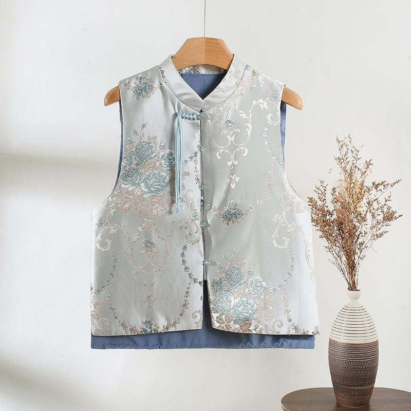 

Роскошный ретро жаккардовый вышитый жилет, темпераментный жилет, жилет-кардиган, топ женский XXXL [Recommended 138-75kg]