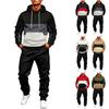 Men's Colorblock Hoodie Sweatshirt and Jogger Set with for Winter