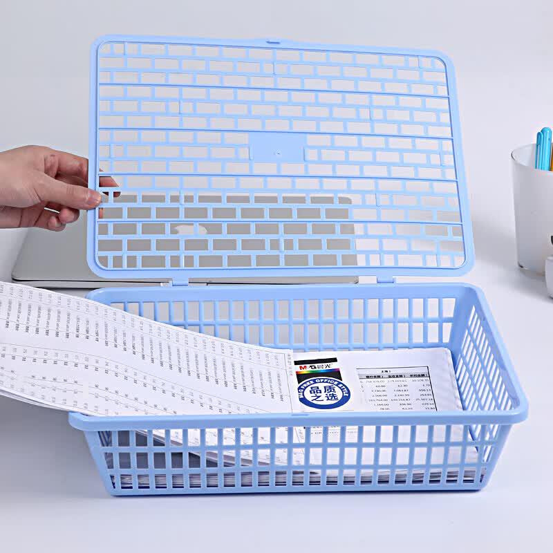 M&G A4 Blue File Basket with Lid