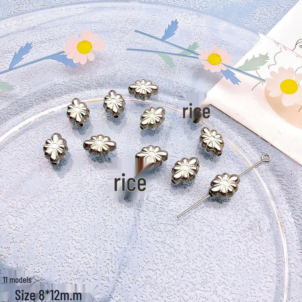 10pz Perline Distanziatrici Argento Vintage a Forma di Cuore e Fiore per Gioielli Fai da Te