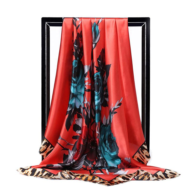New Women Silk Scarf For Neck Hair Designer Bag Warp Soft Neckerchief Hijab Headscarf Female Foulard Print Paisley Scarf 90*90cm