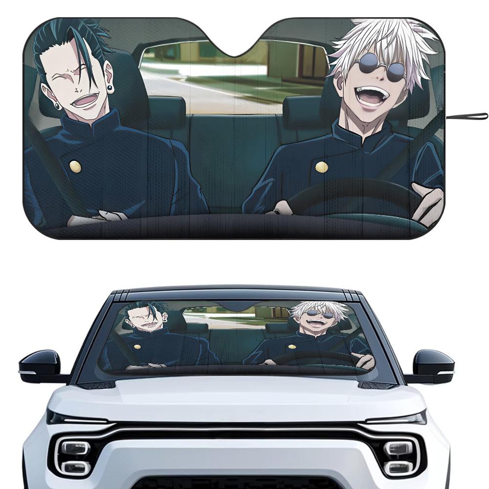 J-Jujutsu Kaisen Anime Car SunShade Windshield Foldable Three-layer Insulation Sunshade By Suction Cup Blocks UV Rays Sun