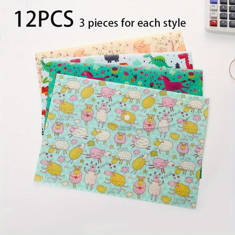 

12 шт. Милые папки для файлов формата А4 с животными для студентов, органайзер для бумаги, сумка для документов, конверт для хранения счетов 12pcs