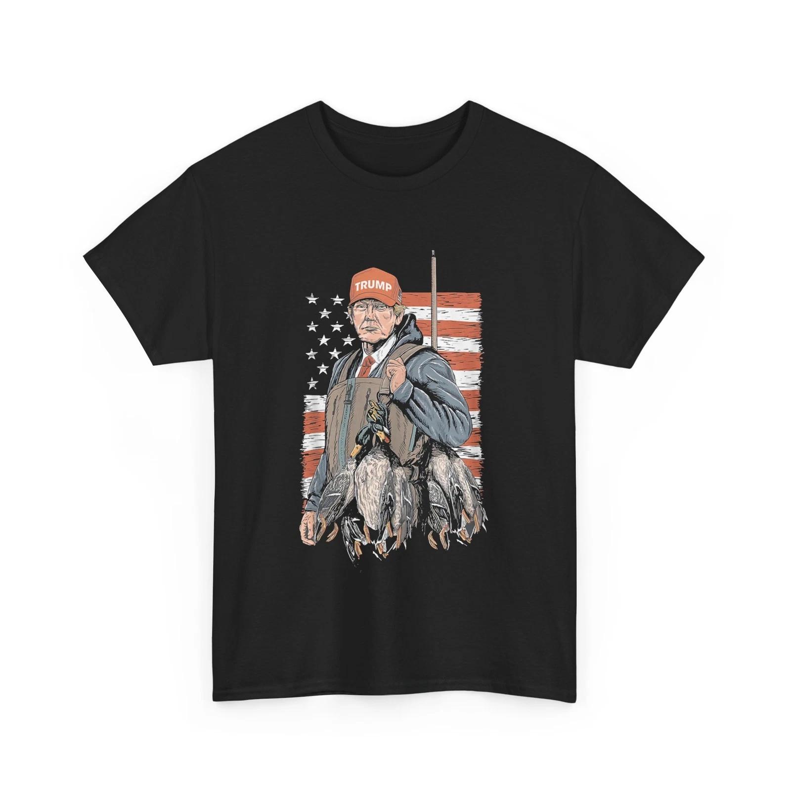 Duck Hunting Trump Camo Hello Hunting Season US Flag T shirt 4XL