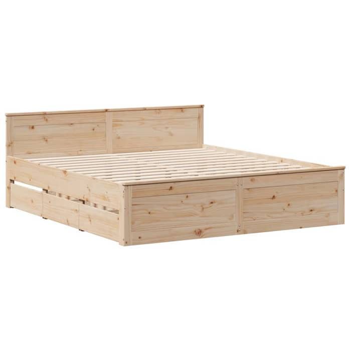 VidaXL Cadre de lit sans matelas avec tête de lit 180x200 cm bois pin, meuble de chambre à coucher, lit double, sommier, 3308756