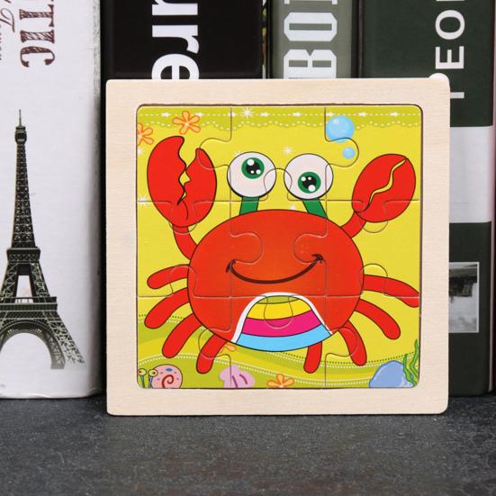 1Set Kids Jigsaw Puzzle Nice-looking Multifunctional Wood Animal Wooden Jigsaw Puzzle for Home