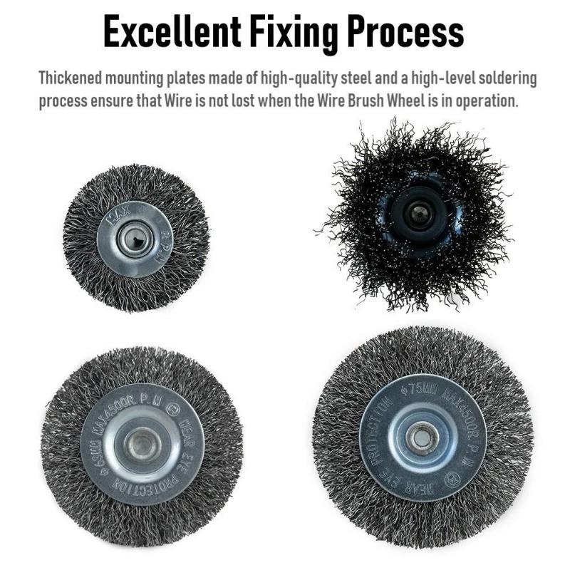 6-teiliges Drahtbürsten-Rad-Topfbürsten-Set für Bohrmaschine, Dremel, Rotationswerkzeug, Drahtbürste, Schleifwerkzeug, Messingbeschichtung, Polieren