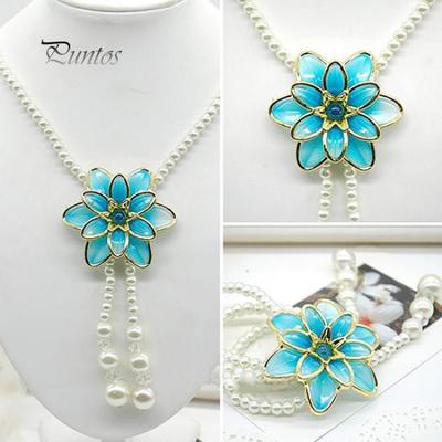 Damen Schmuck Blume Perle Halskette Kette