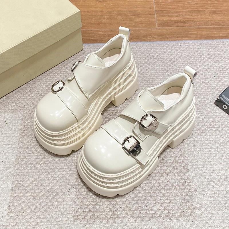 Fashion New Spring 10CM Platform Women Loafers Shoes Flats Casual Walking Shoes Woman 2025 Designer Leather Sneakers Mujer Zapatos Pumps