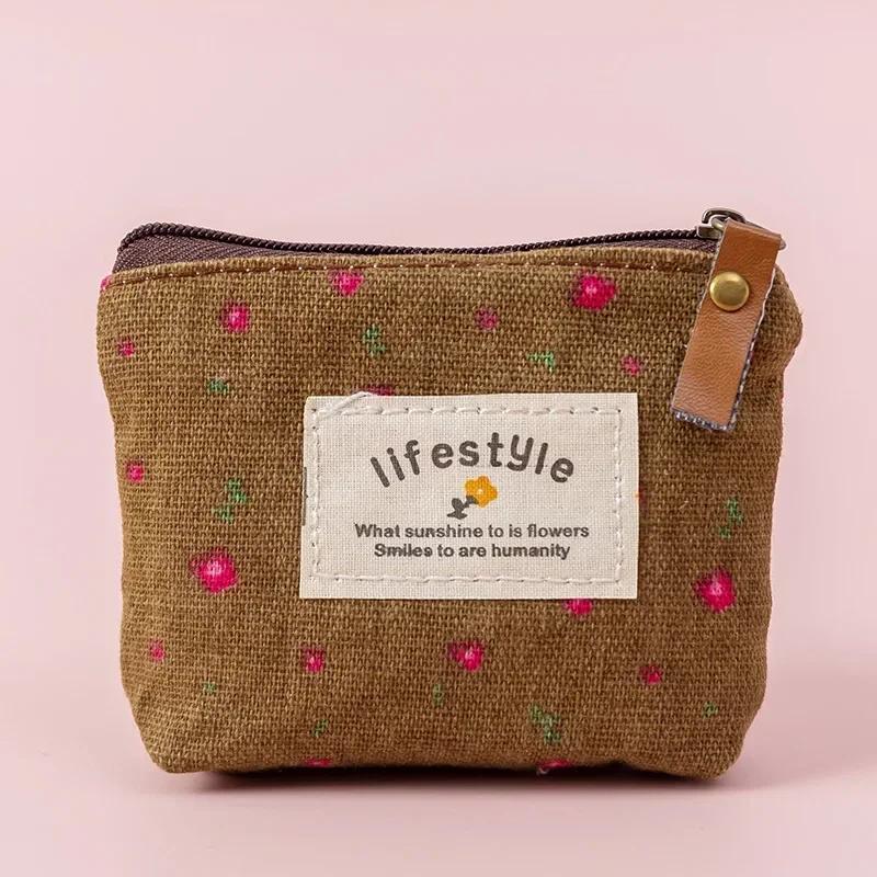 Coin Purse Women Fresh Floral Coin Wallet Zipper Bag Change Pouch Key Holder Small Mini Storage Case Pouch Money Bags Gift