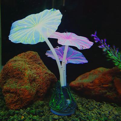 Silicone Luminous Ornament Artificial Glowing Lotus Leaf Mushroom Aquarium Fish Tank Landscaping Decoration