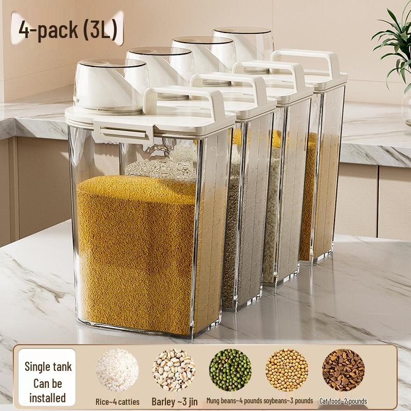 HANDUNYOU 3L Sealed Grain Storage Containers (4-Pack)