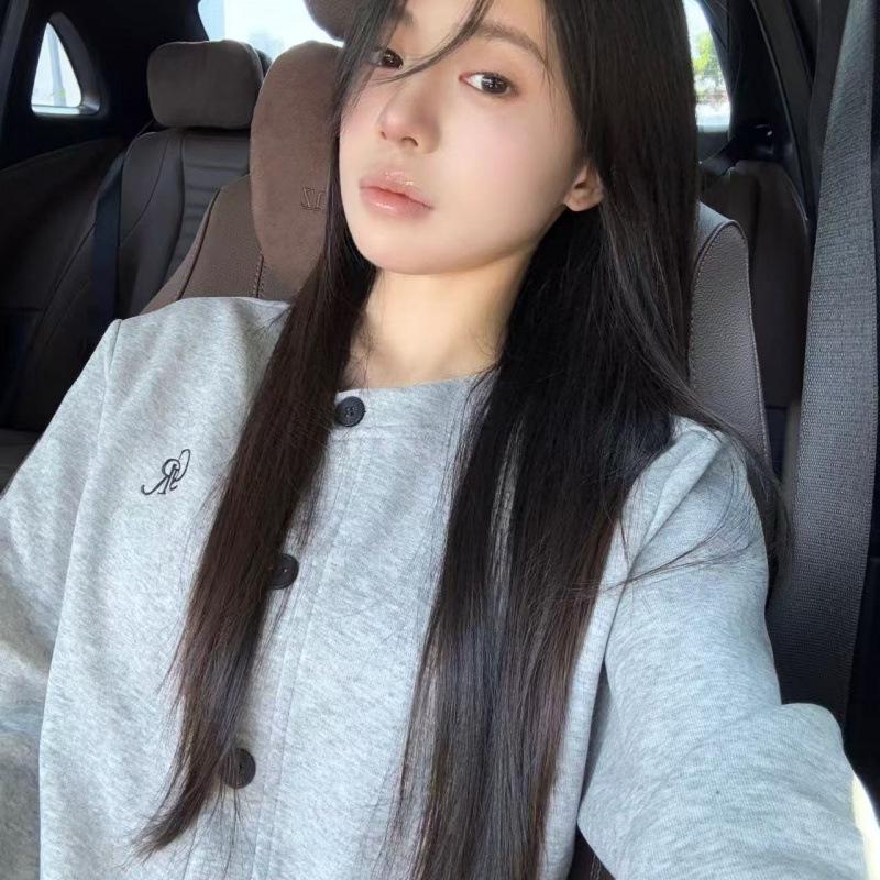 Early Autumn Women's Loose Cotton Spliced Sweatshirt - National Tide Design, Buttoned, Versatile, Casual Style