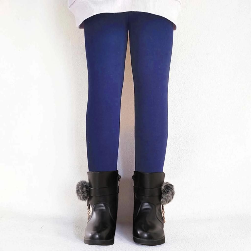 Barnmode Enfärgade Fleecefodrade Termobyxor Mångsidiga Underställsbyxor