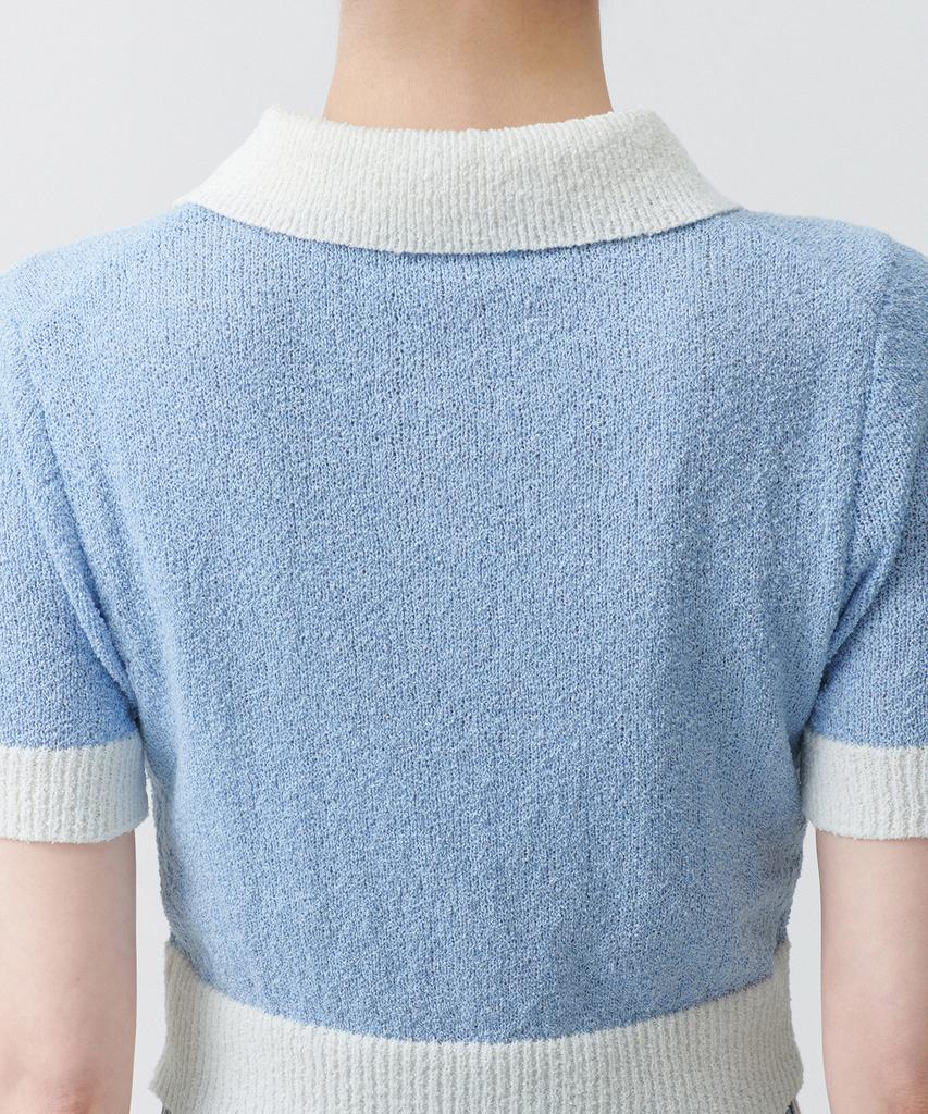 MUSINSA STANDARD WOMAN Women'S Boucle Knitted Polo Shirt [Sky Blue]