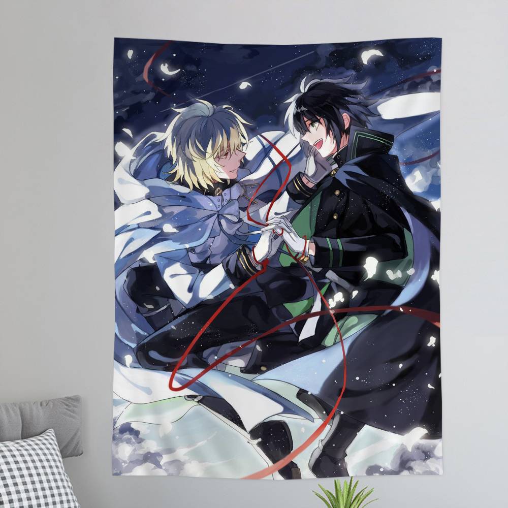 Seraph of the End Yuichiro Hyakuya Asuramaru Wall Tapestry of the Demon Pair Room Decor for Shonen Anime Supernatural Fans