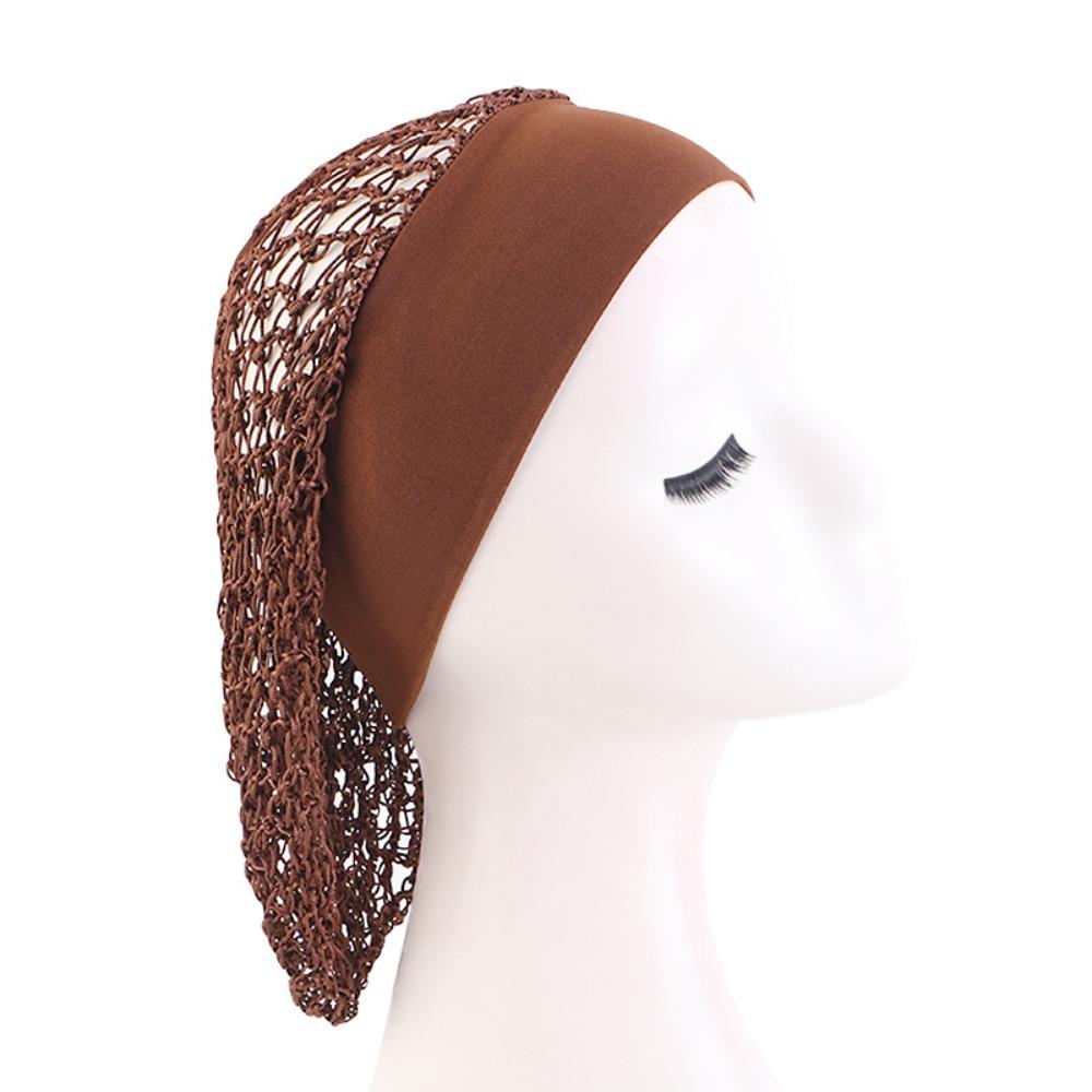 Wide Band Crochet Hair Snood Elastic Hair Care Sleeping Hat Fashion Mesh Hair Net  Ladies