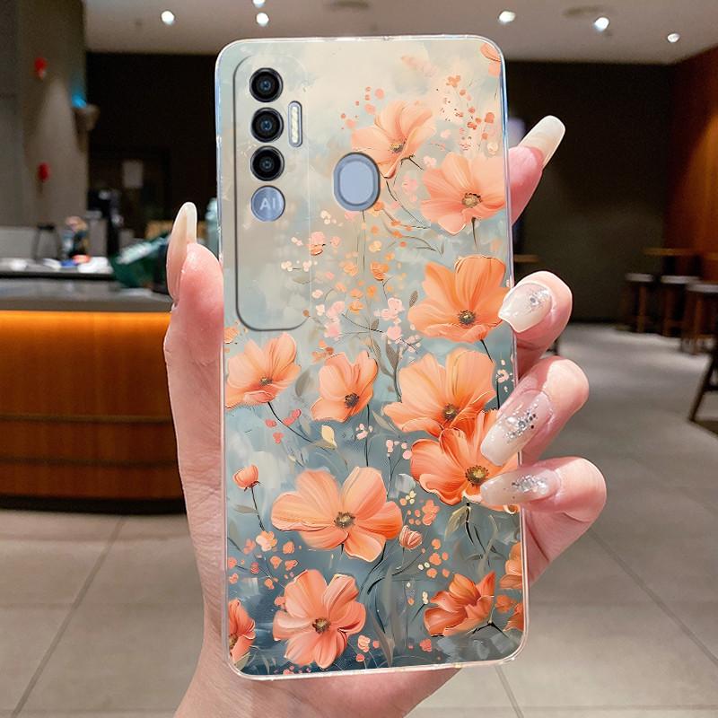 For Tecno Spark 7 Pro 8 8p 8t 9T (India) Cases Butterfly Phone Cover Spark7 7T 7Pro Bag Soft Silicone Transparent TPU Jelly Case