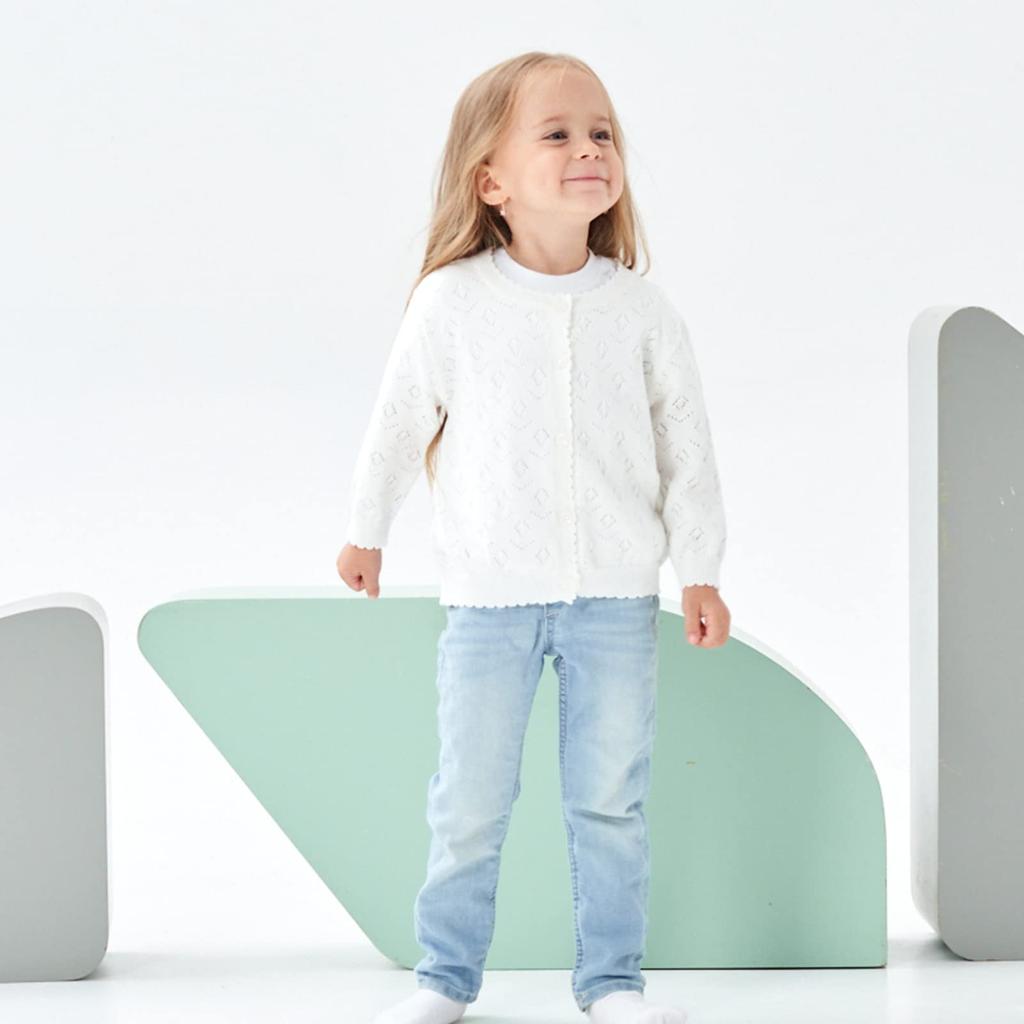 Famuka Baby Long Solid Open Loose Perfect for Baby Shower Sun Cold and Air Conditioning Protection Sizes Cardigan, Girls' Bolero, Sleeve, Cotton,